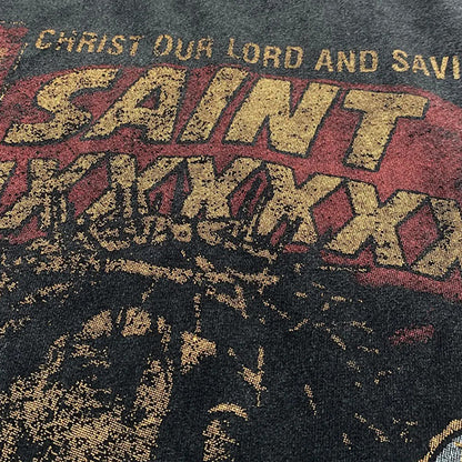 90s Saint -Saints American Heavy Metal Band Vintage Distressed Loose Heavyweight Short Sleeve T-Shirt