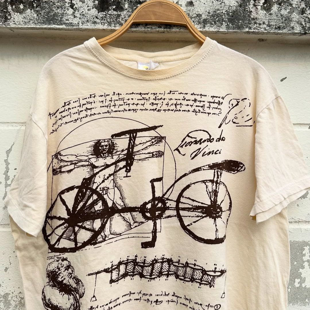 Autismss Treasure House Recommended Goods! Bicycle Line Drawing Apricot Couple Outfit Youth Student Short Sleeve T-Shirt
