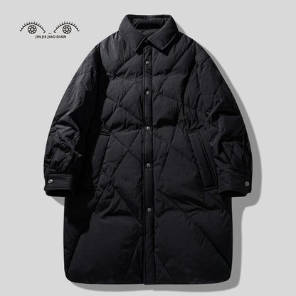 Belgium High-End 85% Duck Down Mid-Length Jacket - Mature Style Winter Coat (Men)