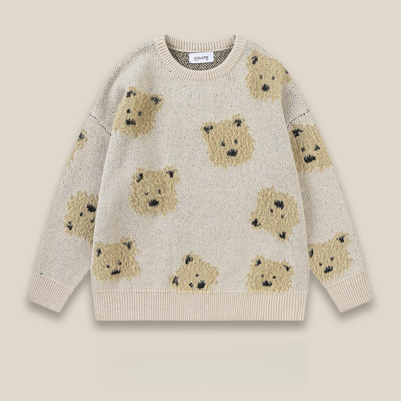 Color-Block Cartoon Puppy Knitted Sweater – Designer Brand Unisex