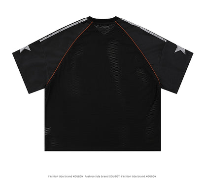 American Street Style T-Shirt for Men and Women 2025 Summer Rugby Jersey Short Sleeve Oversize Loose Casual Top