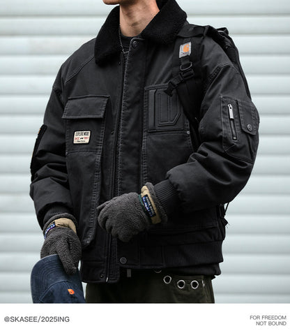 American Retro MA-1 Flight Jacket - Lambswool Collar 90% Down Bomber Coat