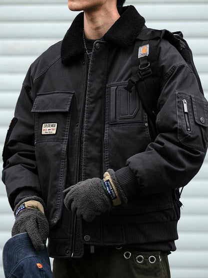 American Retro MA-1 Flight Jacket - Lambswool Collar 90% Down Bomber Coat