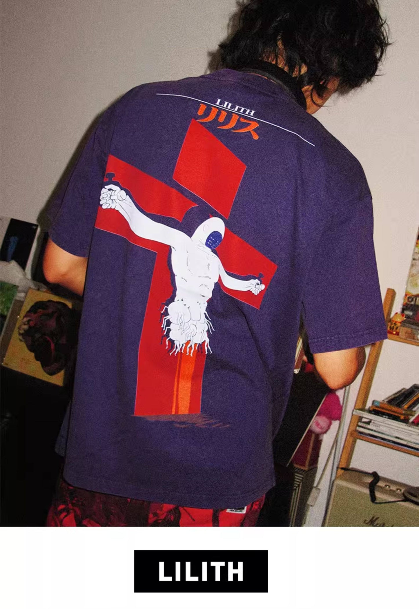 Evangelion Lilith T-Shirt - Washed Vintage Anime Cotton Tee (Unisex)