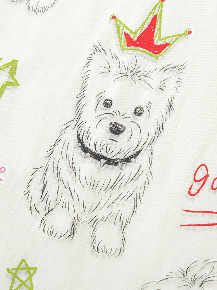 Hand-drawn Puppy Short-sleeve T-shirt Cute Fun Loose Cotton Summer T