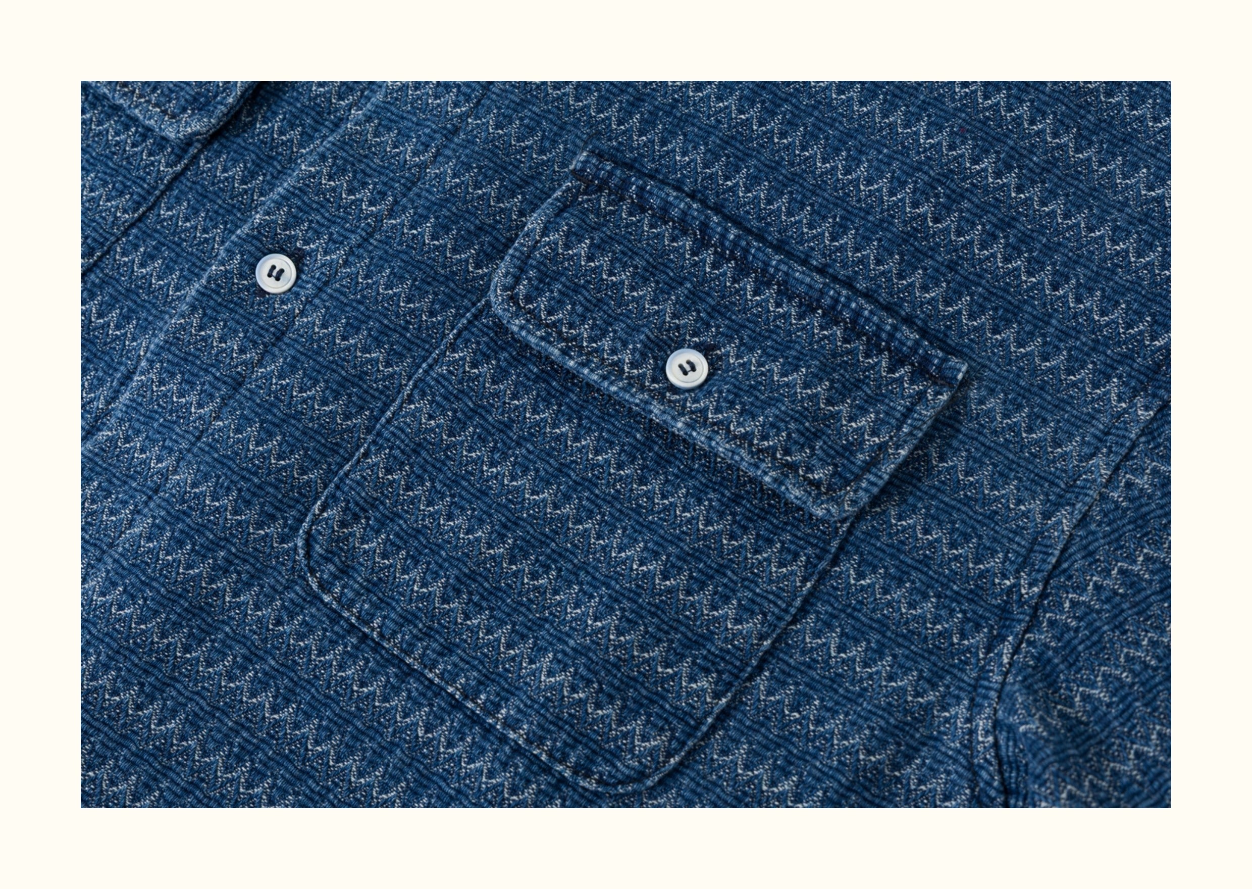 Japanese Ethnic Jacquard Denim Shirt Jacket – Loose & Cozy for Autumn/Winter