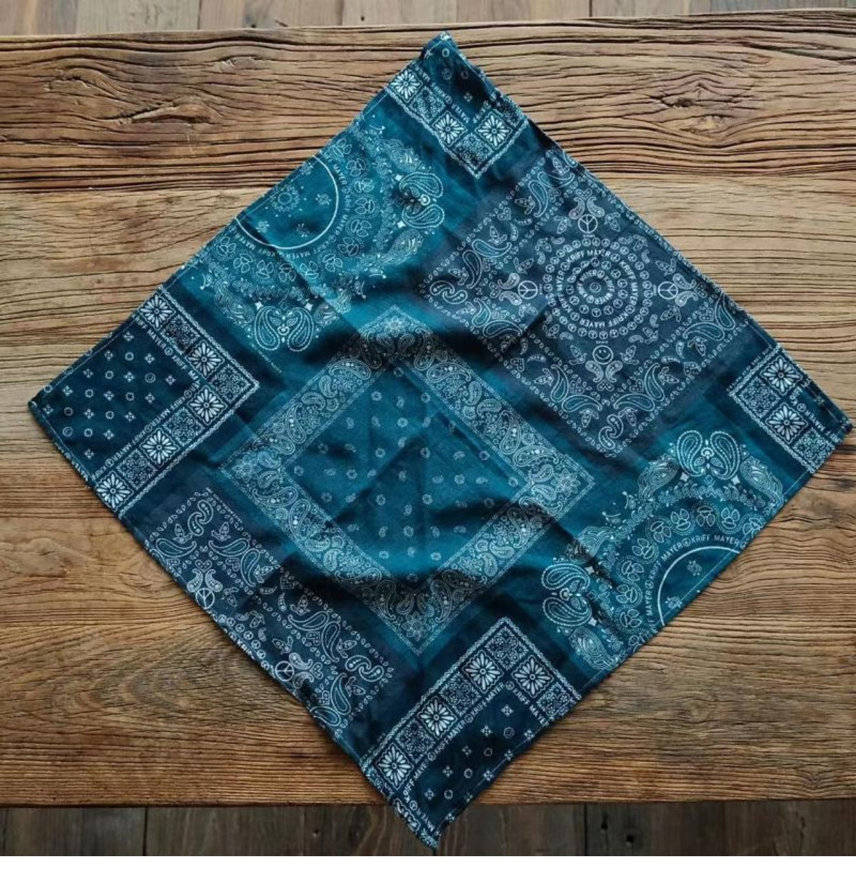 Cashew Flower Patchwork Baijia Cloth Printed Washed Blue Dyed Indigo Square Scarf Handkerchief Headscarf American Retro Motorcycle