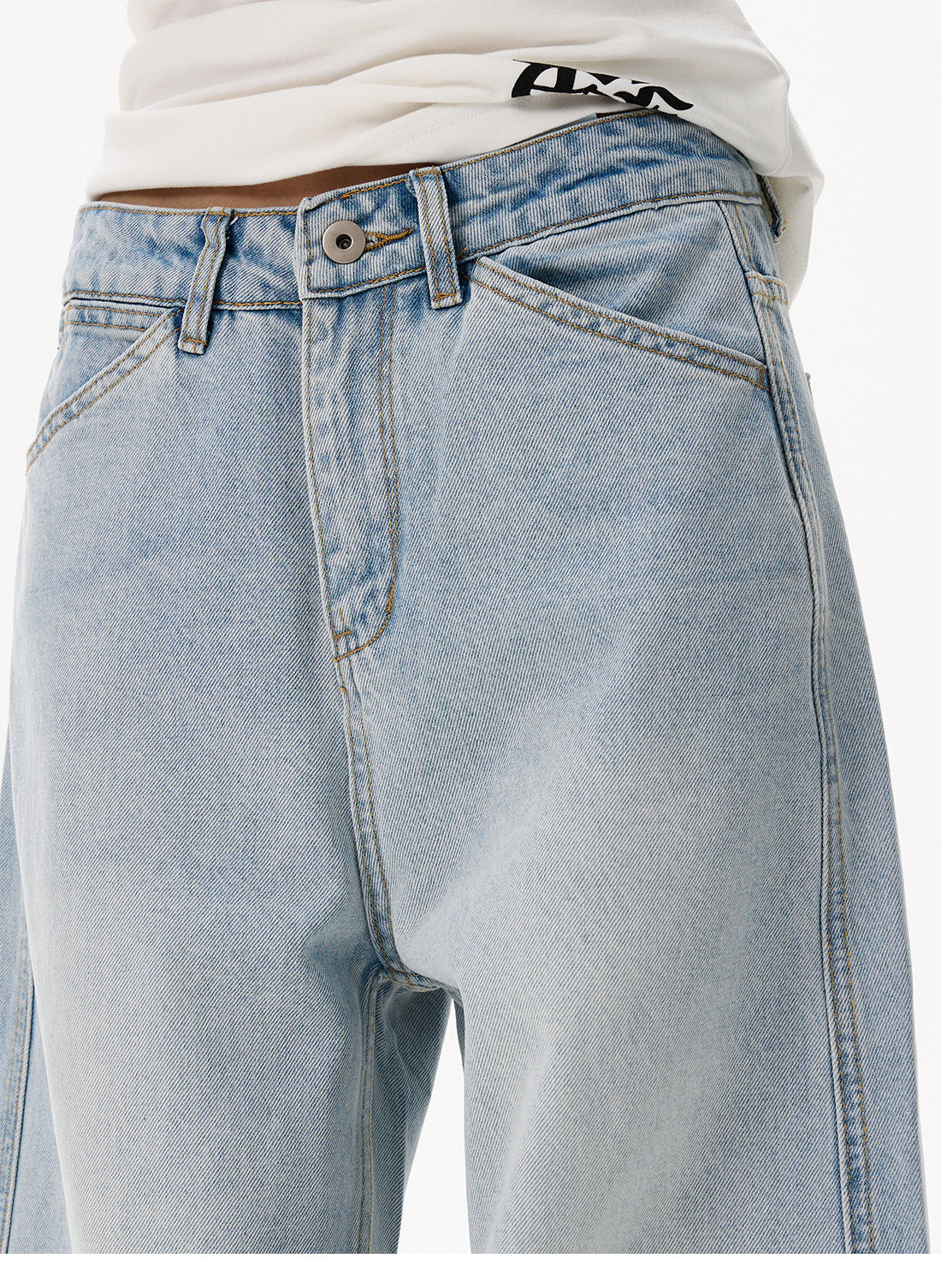 American Style Distressed Light Blue Jeans Trendy Brand Men's Cool Street Style High-End Pants