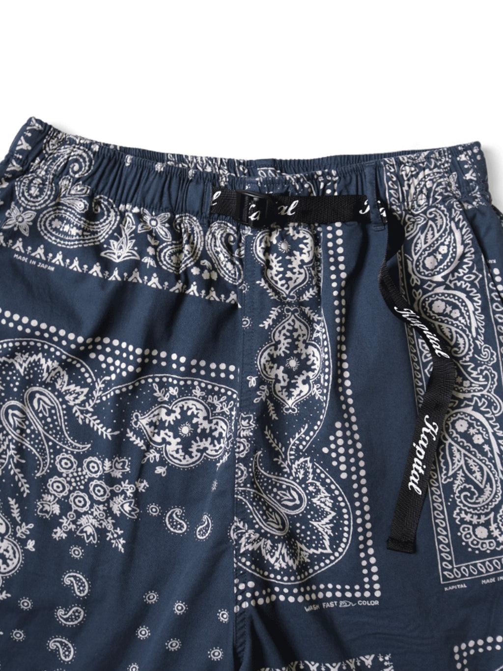 Japanese Style Casual Paisley Print Adjustable Elastic Loose Shorts