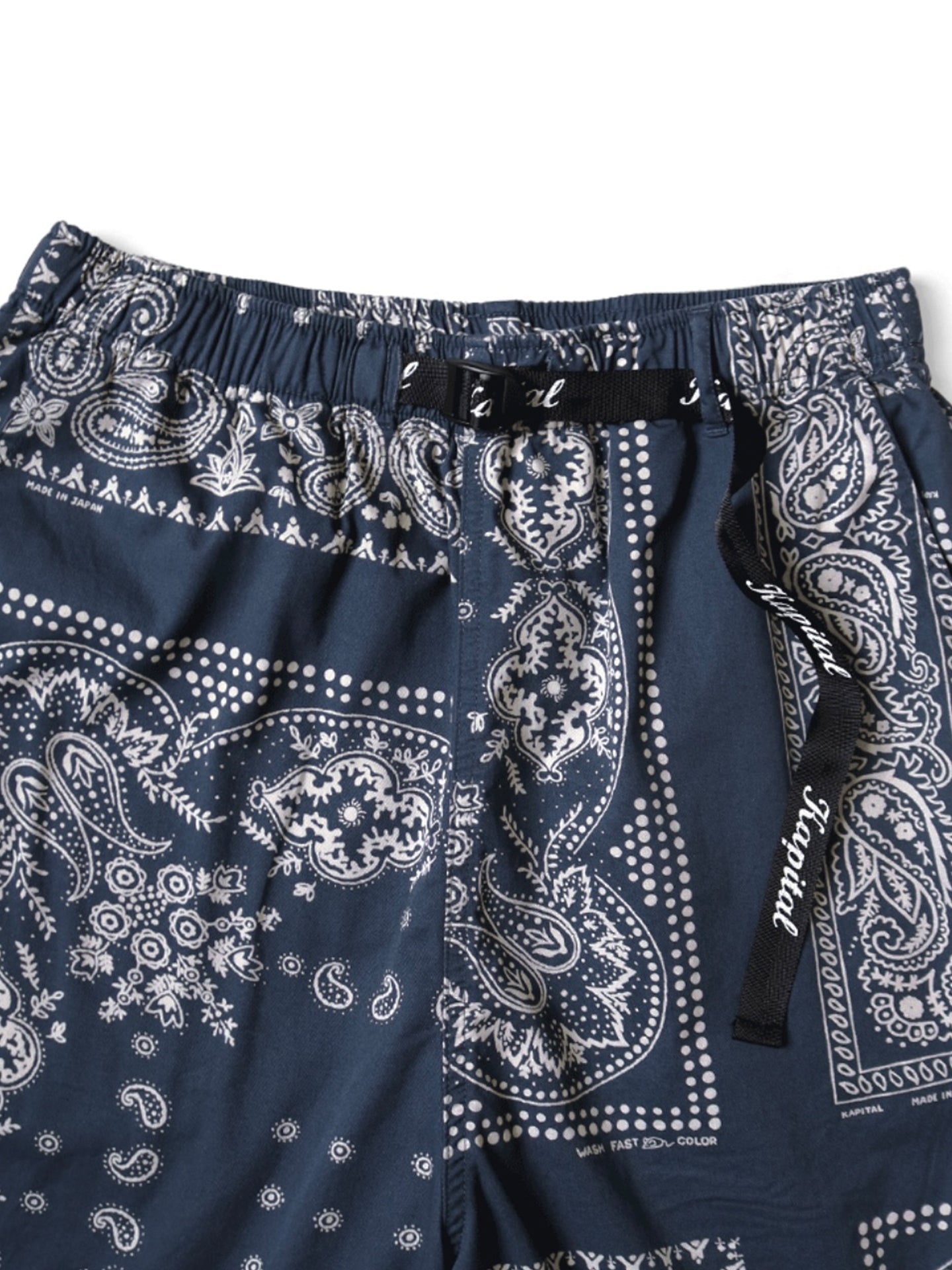 Japanese Style Casual Paisley Print Adjustable Elastic Loose Shorts