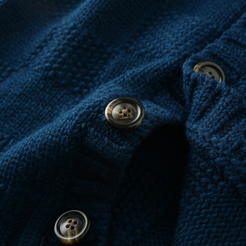 Men's High-End Italian Order Heavyweight Wool Cardigan - Autumn Winter Thickened Round Neck Knitted Sweater Jacket