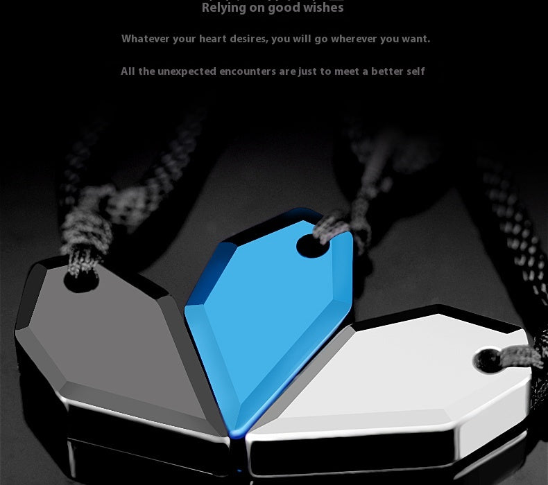 Klein Blue Men's Necklace Light Luxury Niche High-end Sense Cool Sweater Chain Trend Lucky Pendant Tungsten Pendant