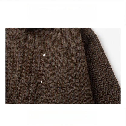 Japanese Style Wool Blend Coat - Vintage Turn-Down Collar Jacket (Unisex)