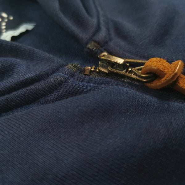 blue-dyed vegetation KOFU ancient cloth national flag splicing long velvet cotton sweater thickening Japanese tide