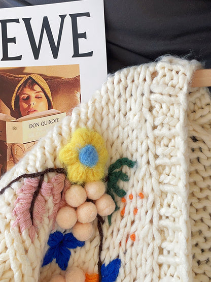 Women's 2025 Autumn French Retro Crochet Cardigan - Handmade 3D Flower Heavy Knit Sweater Coat