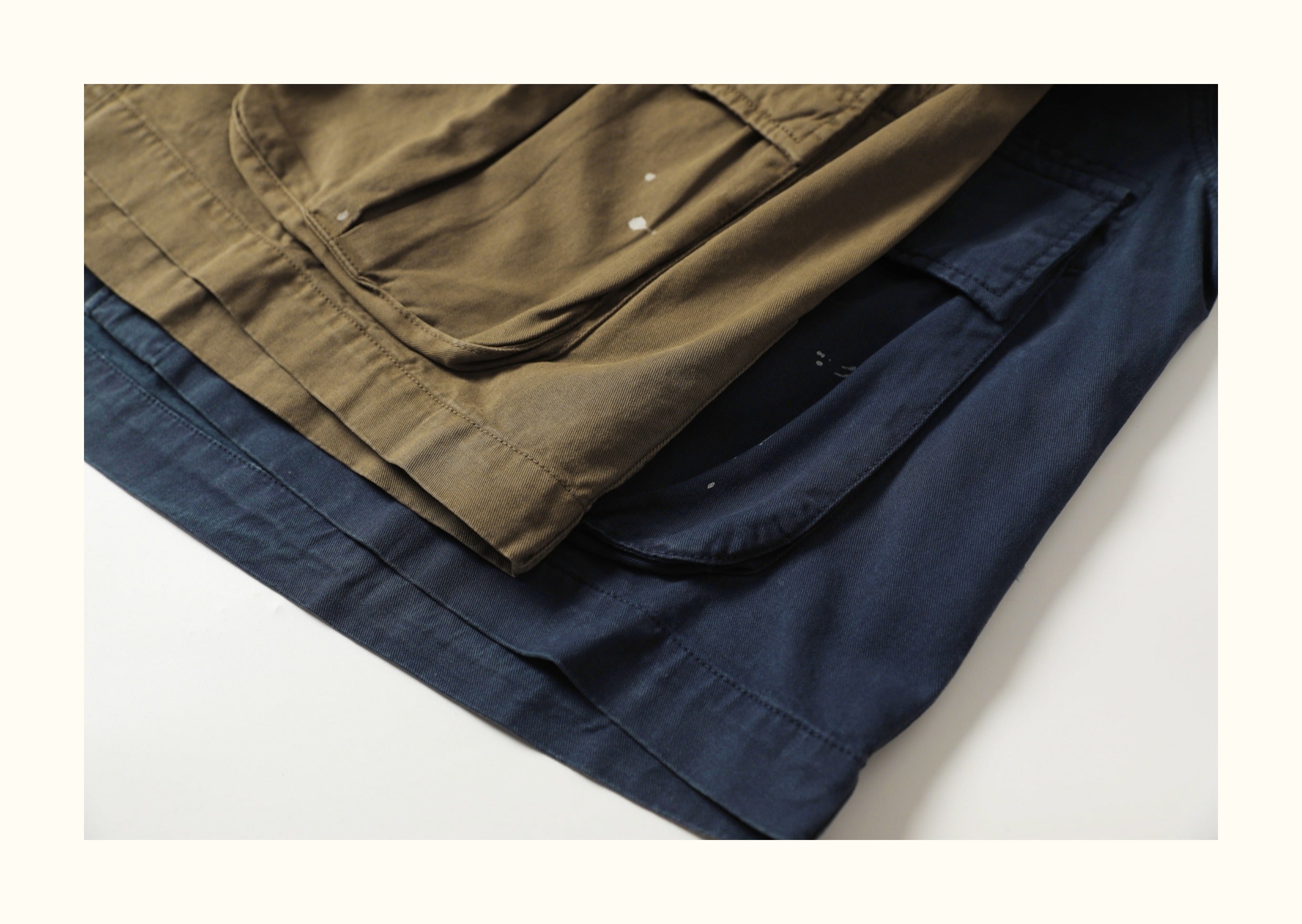 Heavy-Duty Washed Multi-Pocket Workwear Jacket – Ink-Splattered, Turn-Down Collar (Unisex)