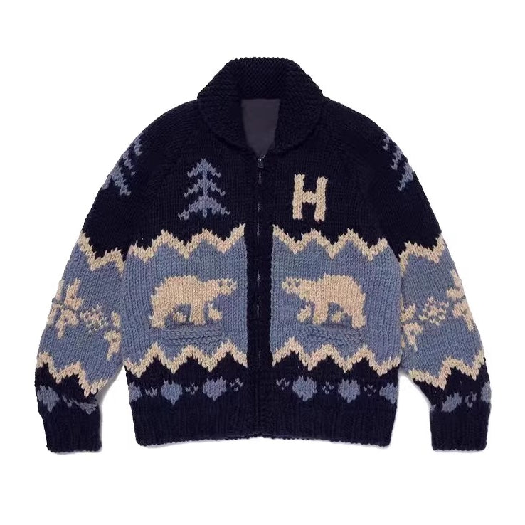 “Nuto Polar Bear Fair Isle” Jacquard Sweater – Loose High-End Winter Knit Unisex