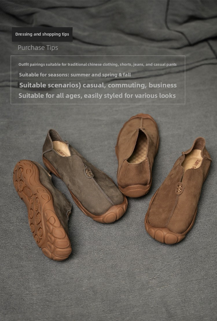 Genuine Leather Slip-On Casual Shoes for Men – Breathable Soft Sole, Lazy-Loafer Comfort