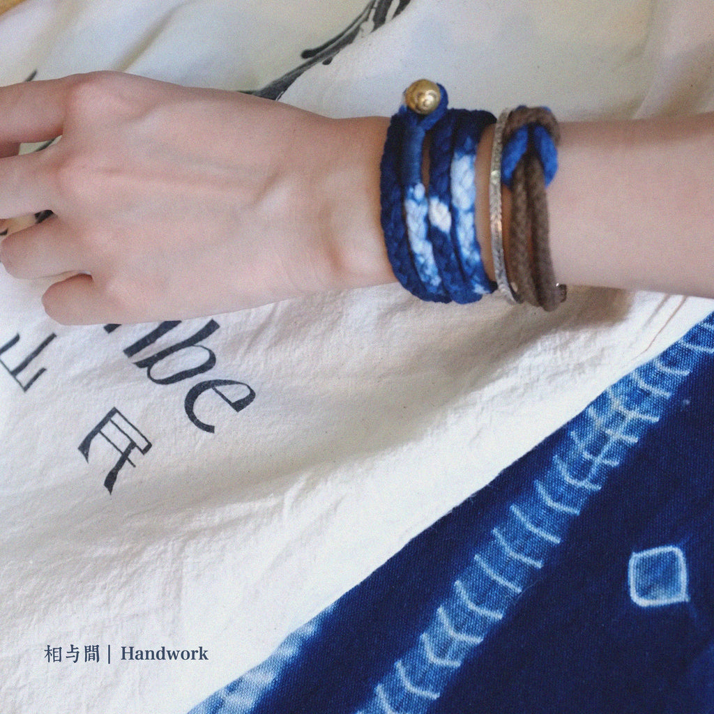 Original Blue Dyed Bracelet Chinese Retro INDIGO Tie-Dye Bracelet Multi-Turn Three-Strand Braided Couple Bracelet