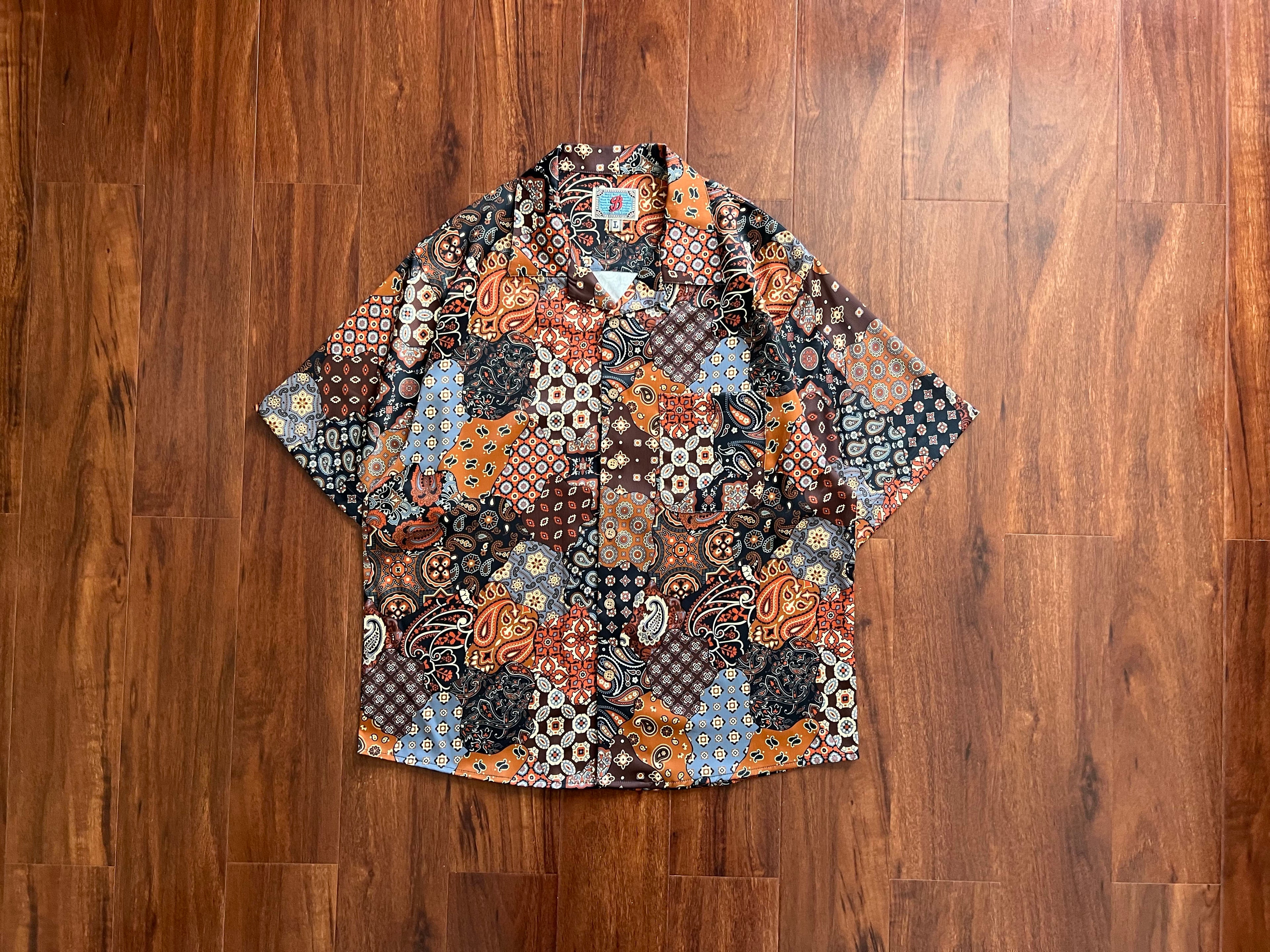 Ukiyo-E Patchwork Style Loose Drape Hawaiian Cuban Collar Printed Aloha Shirt Short Sleeve Shirt