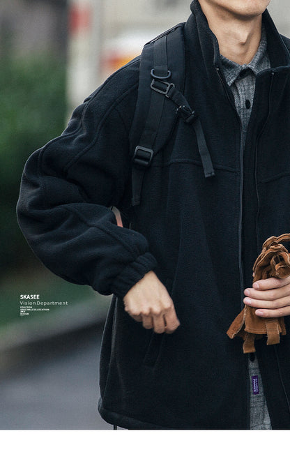 Men's Winter Fleece Cardigan - Trendy Loose BF Style Stand Collar