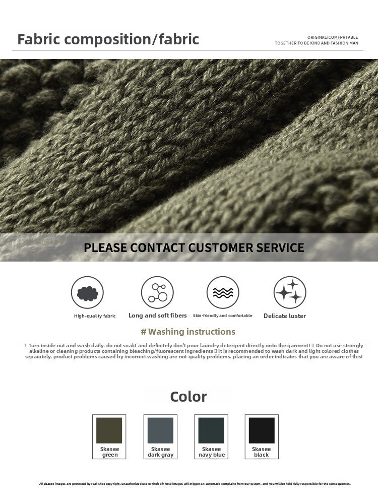 Men's Winter Heavyweight Cable Knit Sweater - American Retro Half-Zip Stand Collar