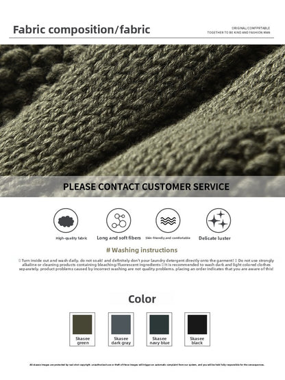 Men's Winter Heavyweight Cable Knit Sweater - American Retro Half-Zip Stand Collar