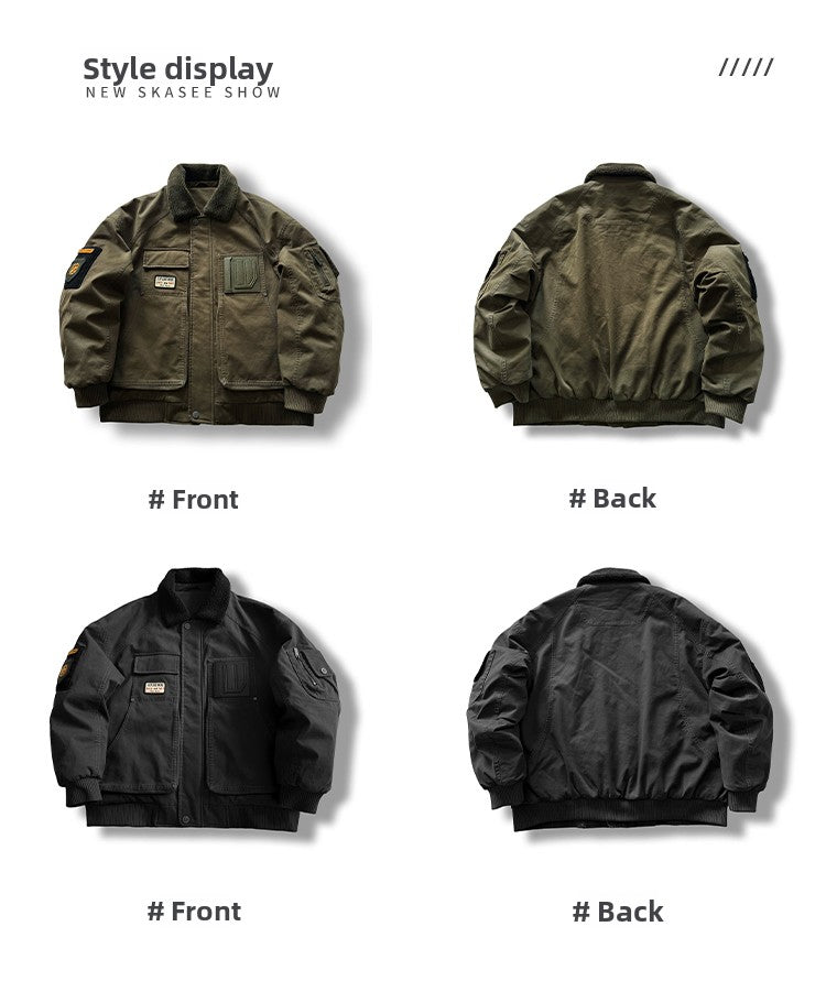 American Retro MA-1 Flight Jacket - Lambswool Collar 90% Down Bomber Coat