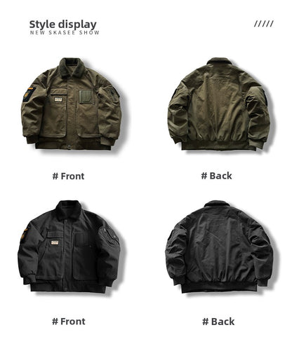 American Retro MA-1 Flight Jacket - Lambswool Collar 90% Down Bomber Coat