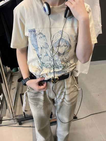 260G Heavyweight! Graffiti Creative Versatile Short Sleeve T-Shirt High-End Feel Unisex Loose Fit