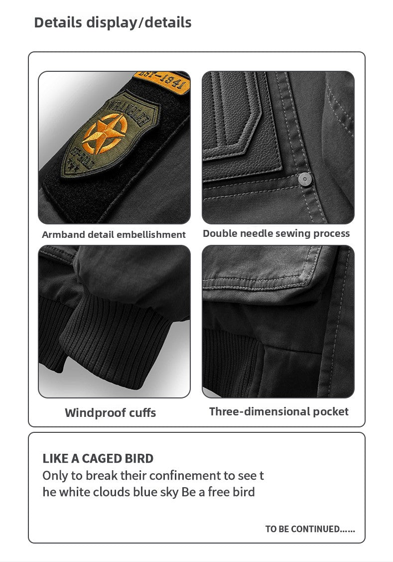 American Retro MA-1 Flight Jacket - Lambswool Collar 90% Down Bomber Coat