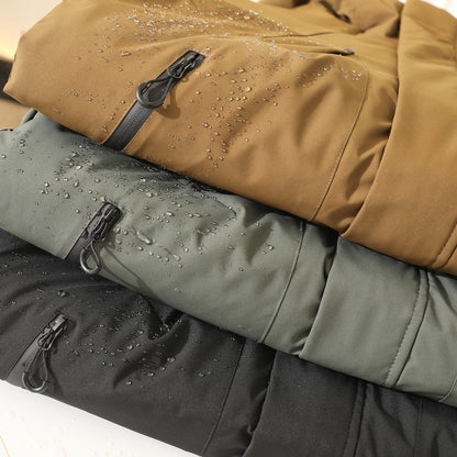 Men's Plus Size Euro-American Style Winter Jacket - Windproof Waterproof Hooded Thickened Cotton Coat