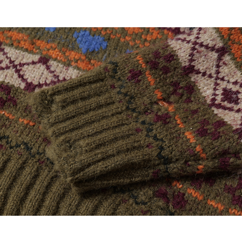 Fairland Henley-Collar Wool Blend Pullover – Heavy Vintage Knit (Unisex)