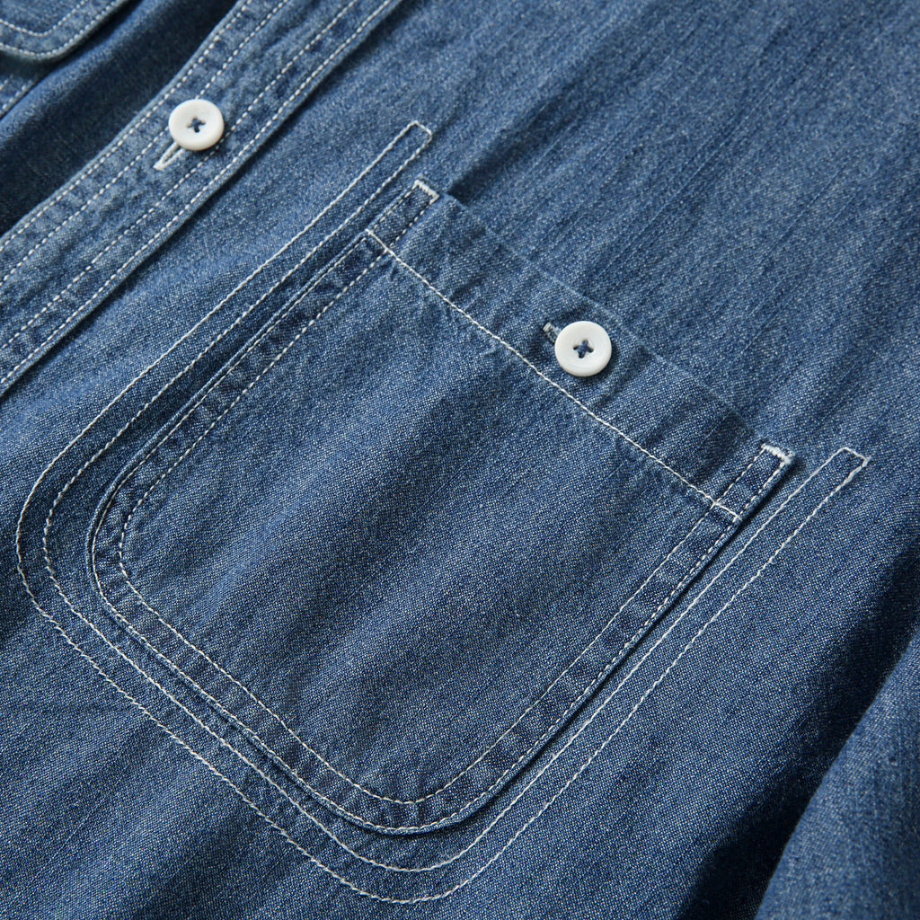 Pure Cotton Enzyme Wash! Export Surplus Men's Summer Turn-down Collar Denim Short Sleeve Shirt Top