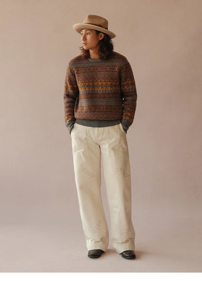 Vintage Fair Isle Wool-Blend Crewneck Sweater – British Heritage Style (Unisex)