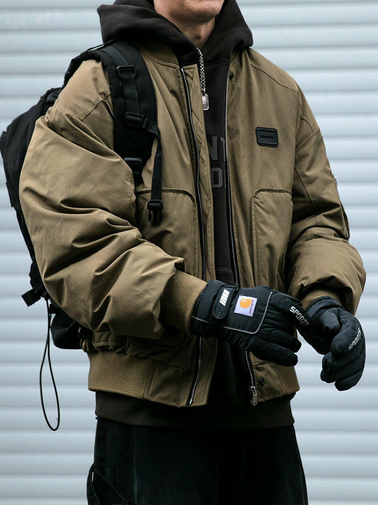 American Style Trendy Brand 90 White Duck Down Workwear Flight Jacket Down Jacket Men Winter Loose Thickened Warm Short Coat