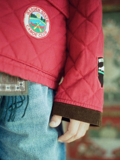 Multi-Emblem Embroidery Vintage Quilted Lightweight Cotton Jacket