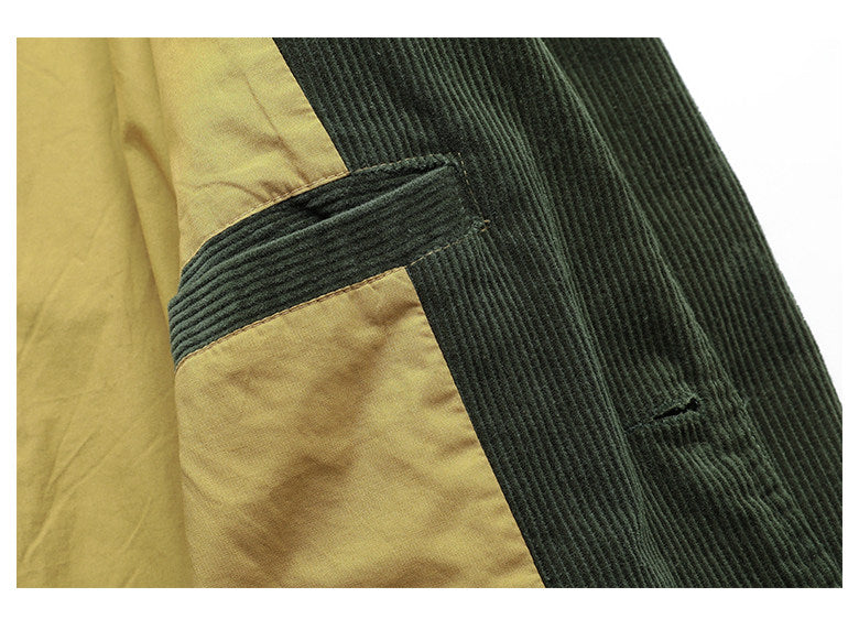 American Retro Amekaji Corduroy Safari Blazer - Casual Suit Jacket (Men)