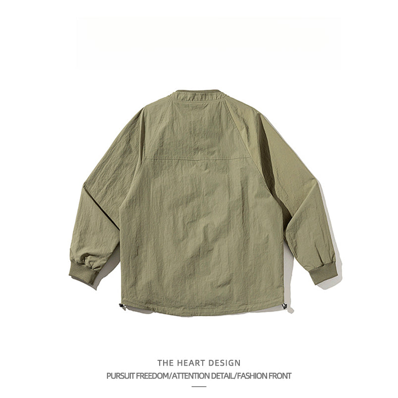 Mountain-Style Functional Windbreaker Jacket – Retro Loose-Fit with Pockets & Patchwork