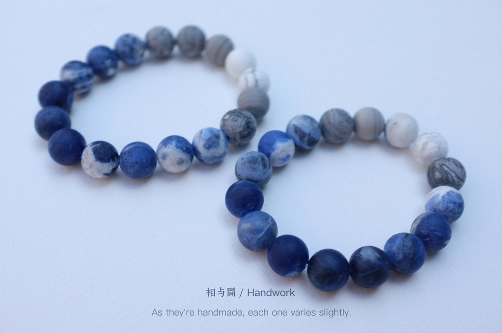 Original Planet Blue Vein Stone Bracelet Gradient Matte Stone Couple Artistic Mountain Sea Natural Bracelet