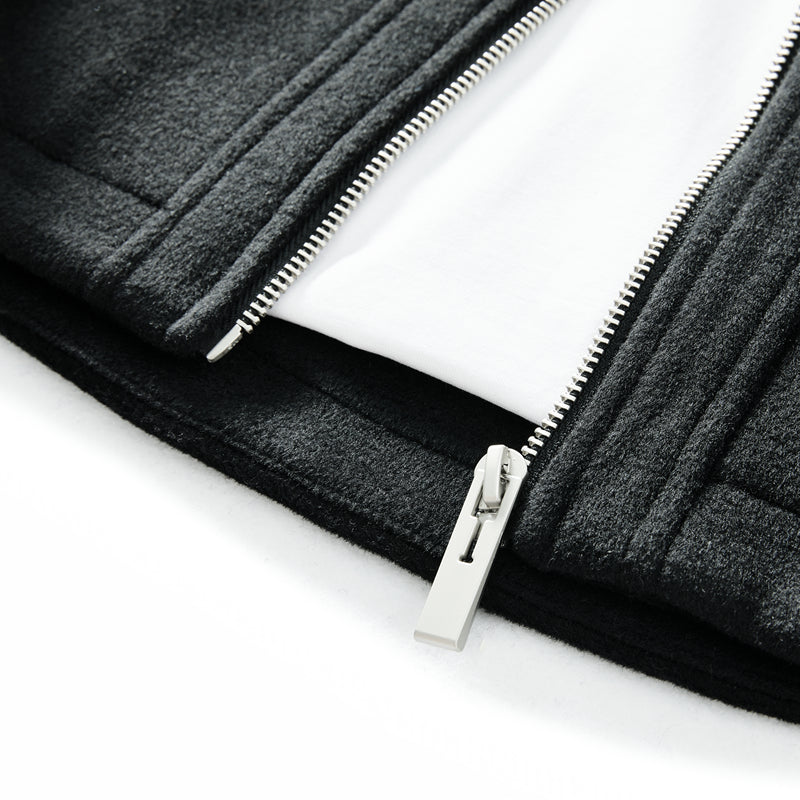 Korean Minimalist Workwear Jacket – Thickened 53% Sheep Wool, Turn-Down Collar for Autumn/Winter