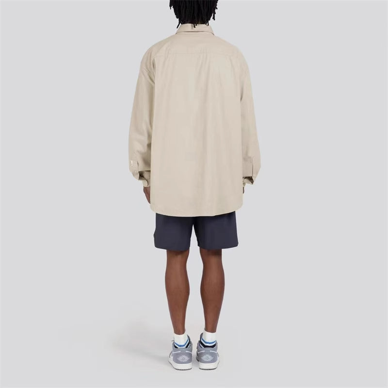 Long Sleeve Shirt Pure Cotton Japanese Style Simple Solid Color Shirt for Men