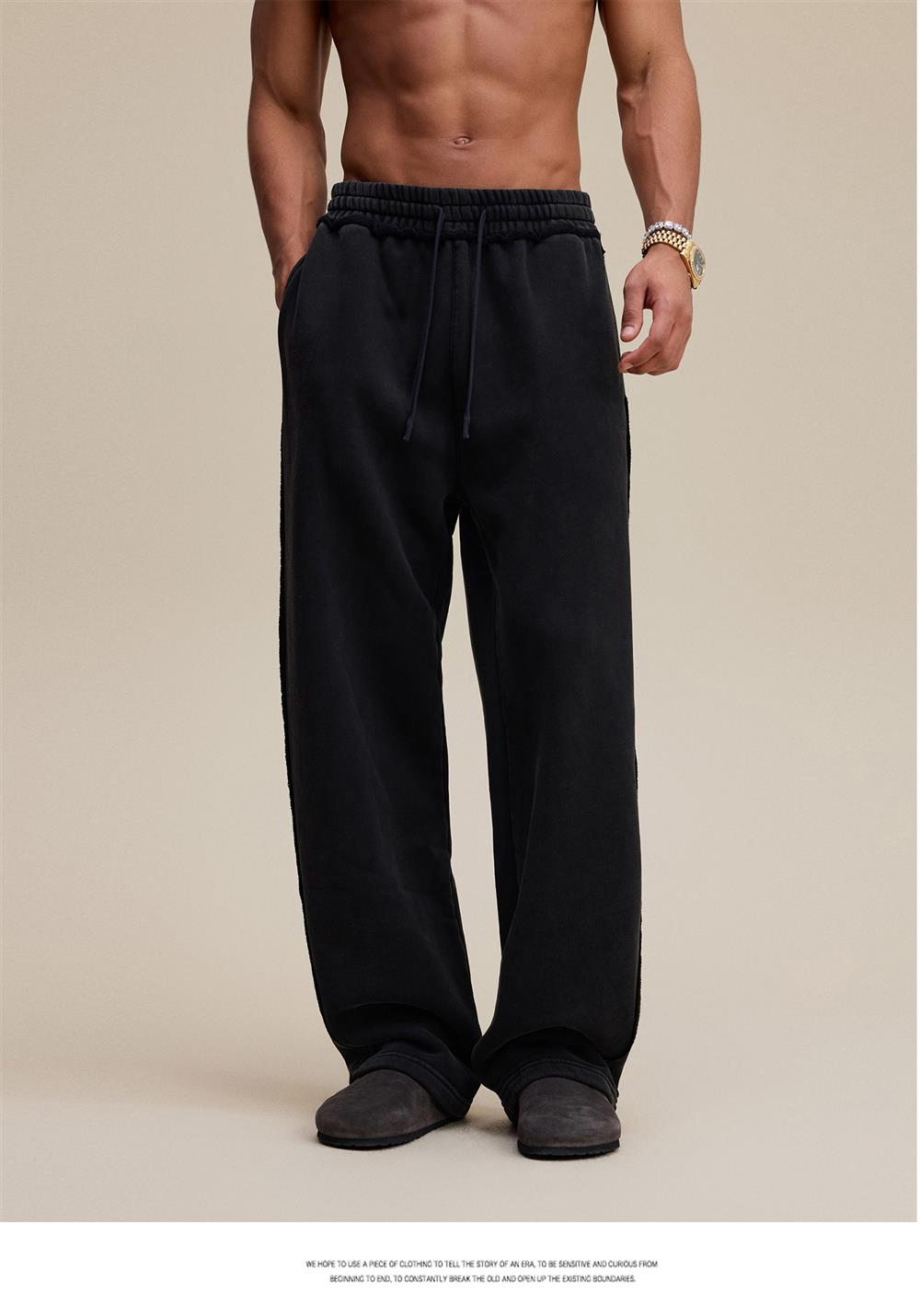 Heavyweight Fleece Washed Straight Sweatpants – Loose Casual American Style