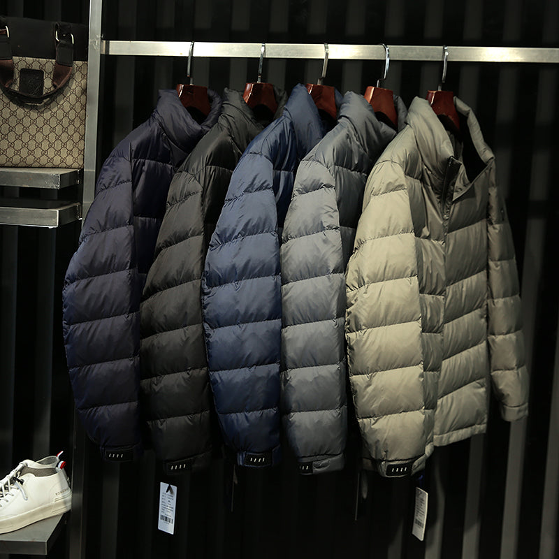 Men's Plus Size Lightweight High-Fluffy Down Jacket - Winter Stand Collar Warm Export Overstock Coat