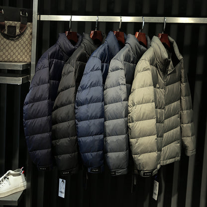 Men's Plus Size Lightweight High-Fluffy Down Jacket - Winter Stand Collar Warm Export Overstock Coat