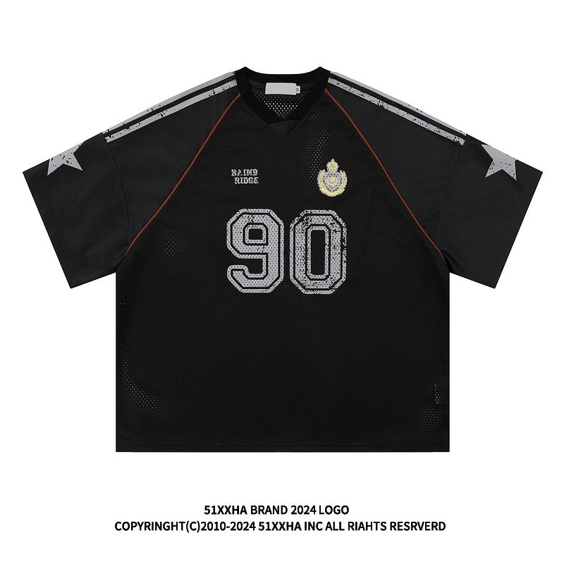 American Street Style T-Shirt for Men and Women 2025 Summer Rugby Jersey Short Sleeve Oversize Loose Casual Top