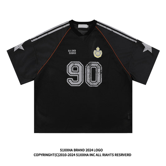 American Street Style T-Shirt for Men and Women 2025 Summer Rugby Jersey Short Sleeve Oversize Loose Casual Top