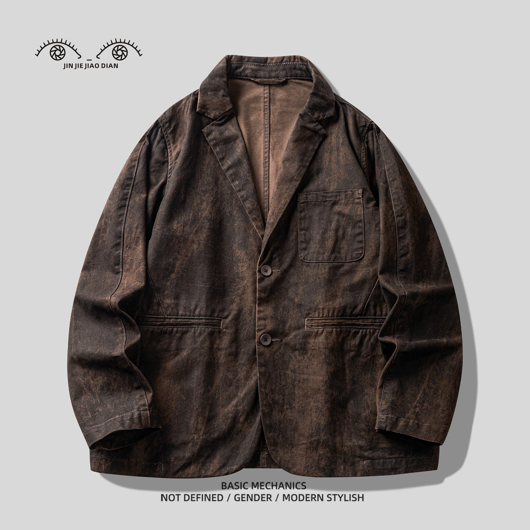 Gao Zhiya” Washed Notch-Lapel Blazer – Retro American Loose Fit Suit Jacket (Autumn 2025)