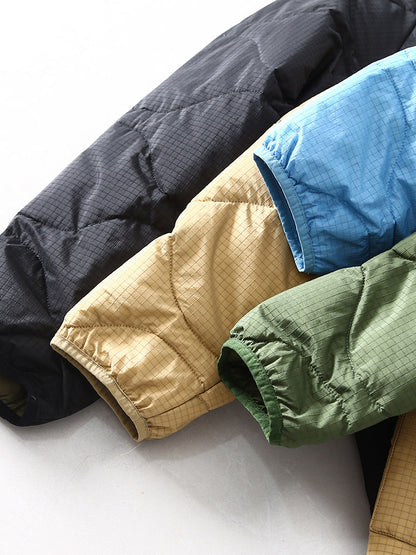 Collarless Down Jacket – Wave Quilting & Snap Front