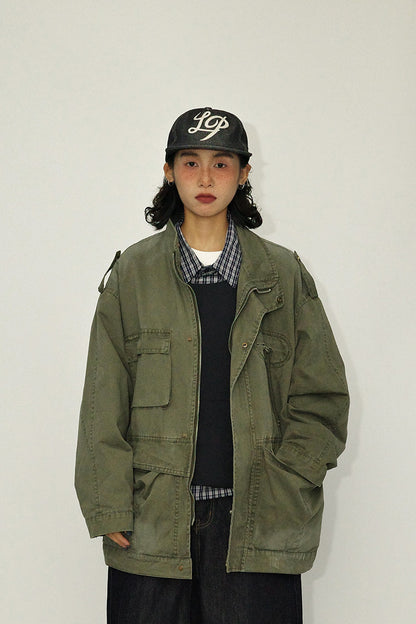 Washed M65 Cargo Jacket – Oversized Military Vintage Coat